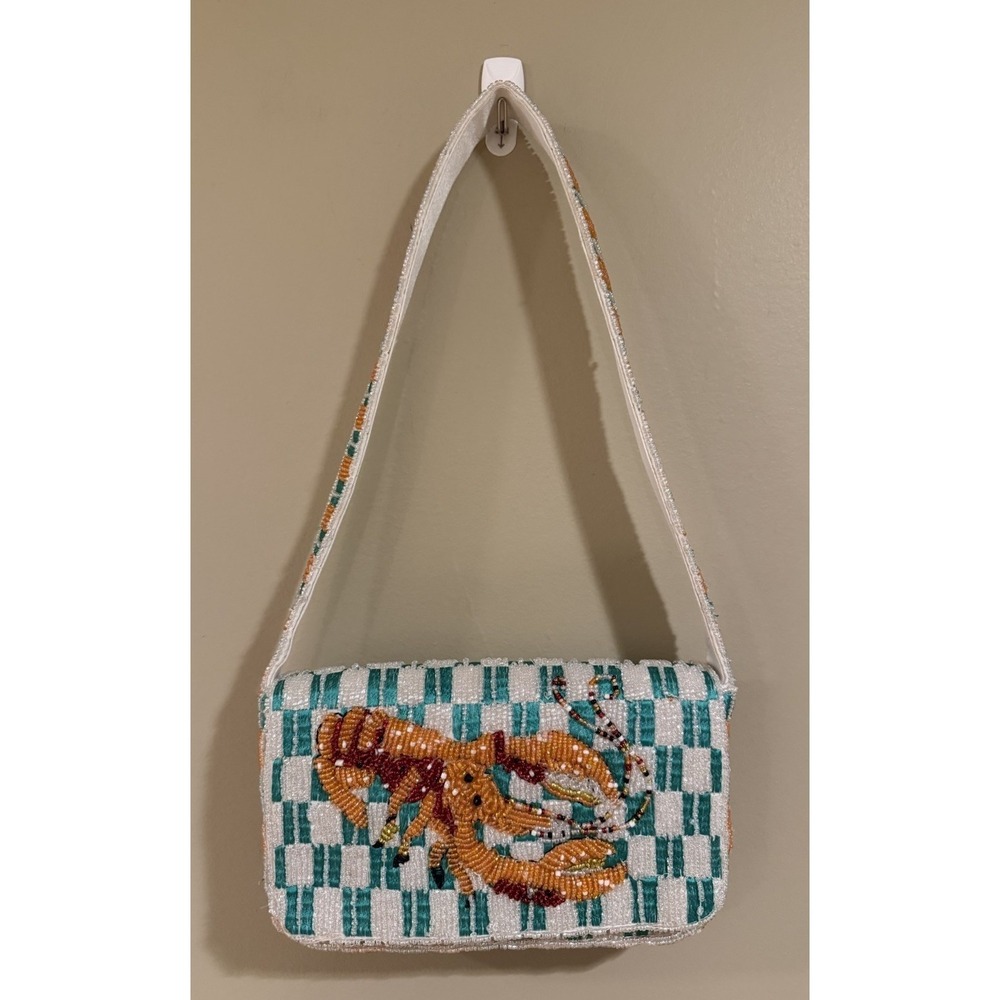 Handcrafted in India Beaded Lobster Shoulder Bag Purse New Release NWT
